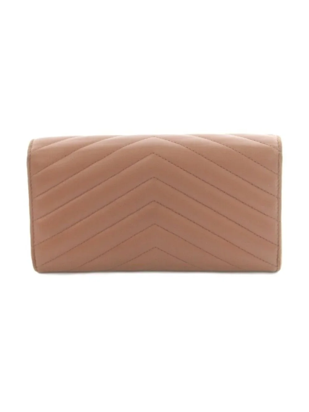 Saint Laurent Paris Cassandralogo Stitch Wallet Coin Purse Flap Lambskin Brown